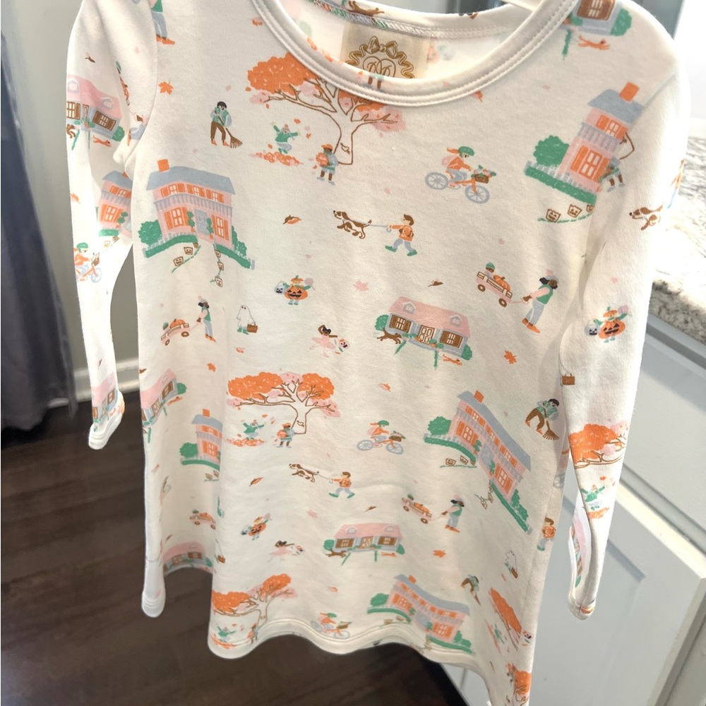 The Beaufort Bonnet Company White and Orange Long Sleeve Dress